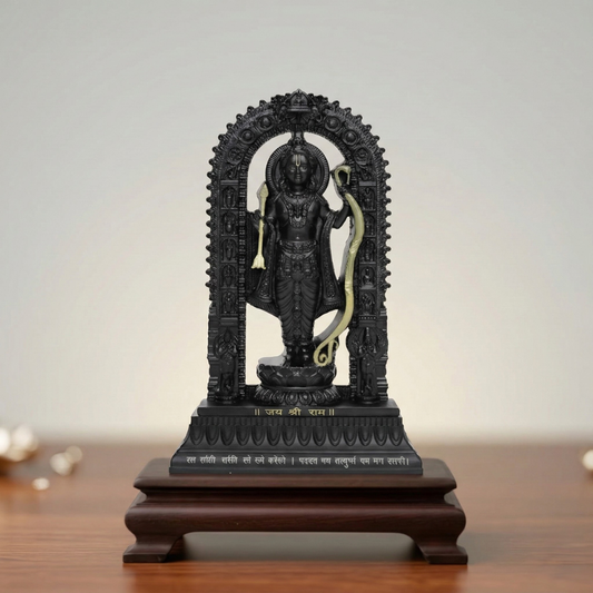 Shree Ram Lalla Murti – 7" Black & Gold Divine Idol | Perfect Spiritual Gift for Home Temple