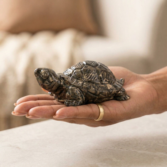 Natural Pyrite Tortoise for Wealth, Protection & Positive Energy