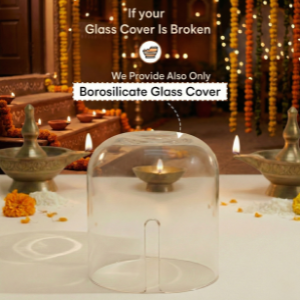 Borosilicate Glass Cover for Akhand Jyot Diya | Heat Resistant | Wind Protection | Crystal Clear