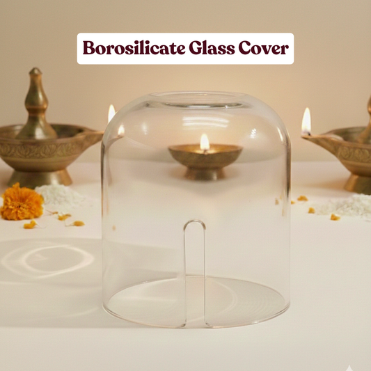 Borosilicate Glass Cover for Akhand Jyot Diya | Heat Resistant | Wind Protection | Crystal Clear