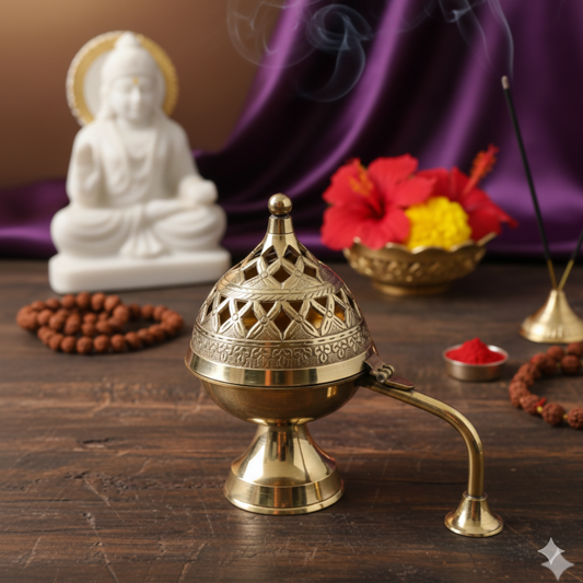 Handcrafted Pure Brass Loban Dhoop Burner: Elevate Your Home with Spiritual Aroma