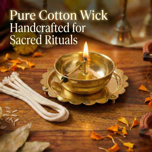 Akhand Diya Long Cotton Wicks – 50 CM | 6 Pieces | Pure Cotton Pooja Batti