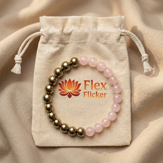 Natural Rose Quartz & Pyrite Healing Bracelet – Attract Love, Wealth & Confidence