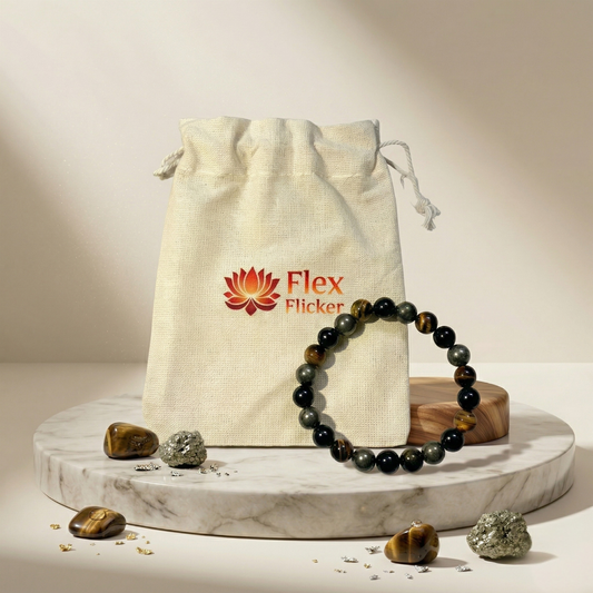 Triple Protection Bracelet – Natural Hematite, Tiger Eye & Black Obsidian Beaded Bracelet for Protection, Strength & Positive Energy