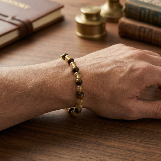 Natural Tiger’s Eye & Citrine Bracelet – Wealth, Confidence & Positive Energy Crystal Bracelet