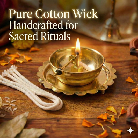 Akhand Diya Long Cotton Wicks – 50 CM | 6 Pieces | Pure Cotton Pooja Batti