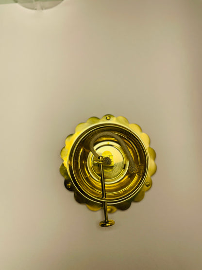 Handcrafted Pure Brass Diya with Wick-Lifting System & Glass Dome